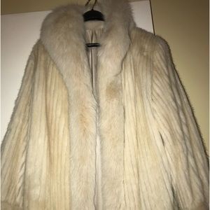 Cream Mink & Fox custom made mid length coat